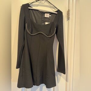 Princess Polly Black Dress with Rhinestone Detail Size 6 New with Tags